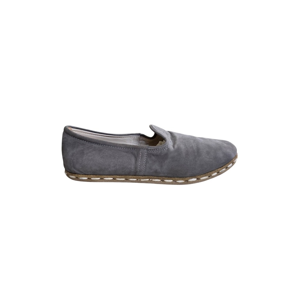 Aintap Gray Leather Handmade Loafers Turkish Slip On Barefoot Flats Size 40 US 9